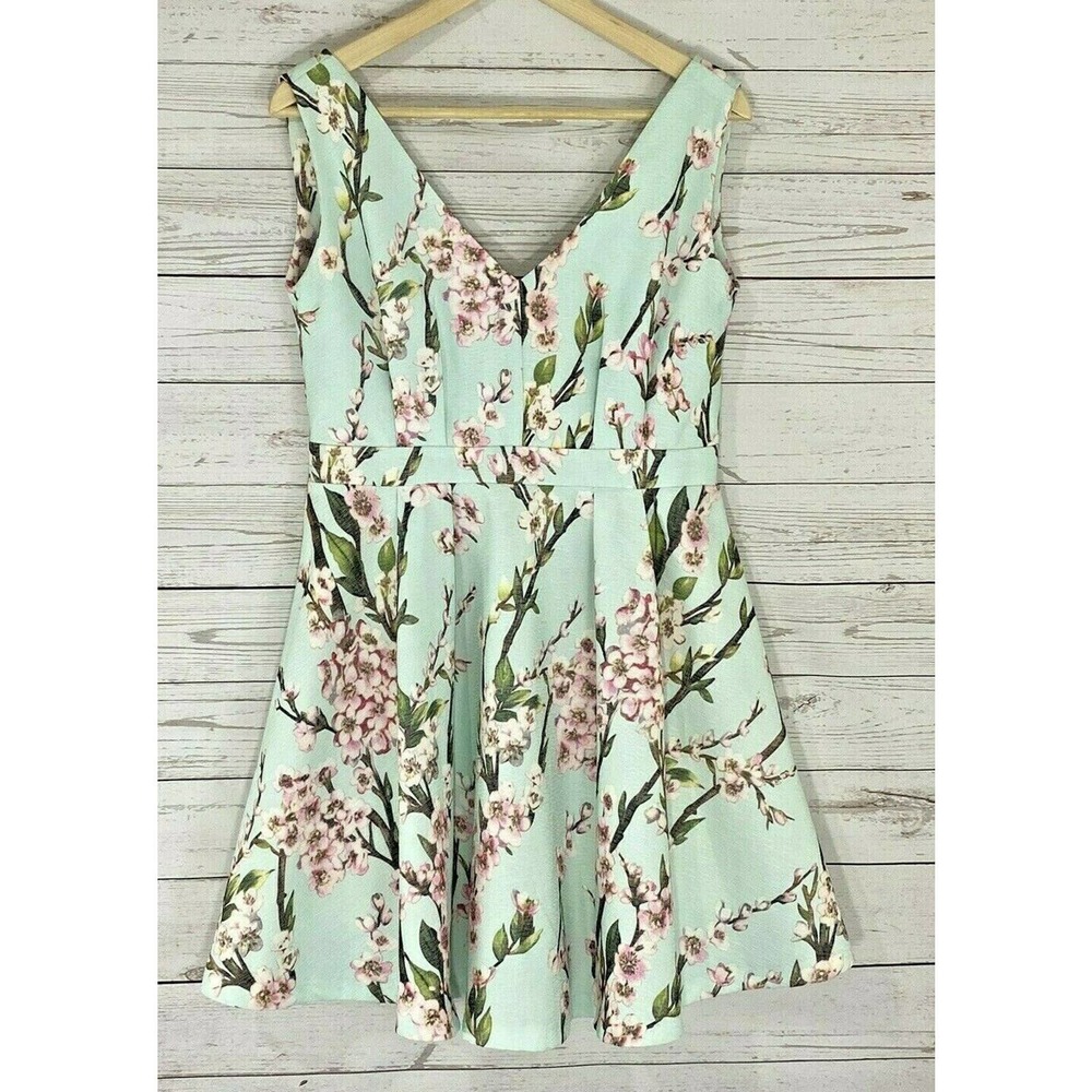 En Creme Floral Fit & Flair Dress Womens Large